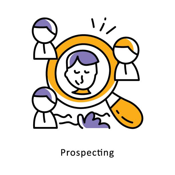 Sales outreach prospecting sequence abstract isometric illustration