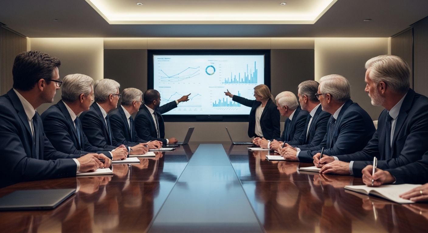 Executive team reviewing marketing intelligence and growth strategy powered by RankWorks AI platform