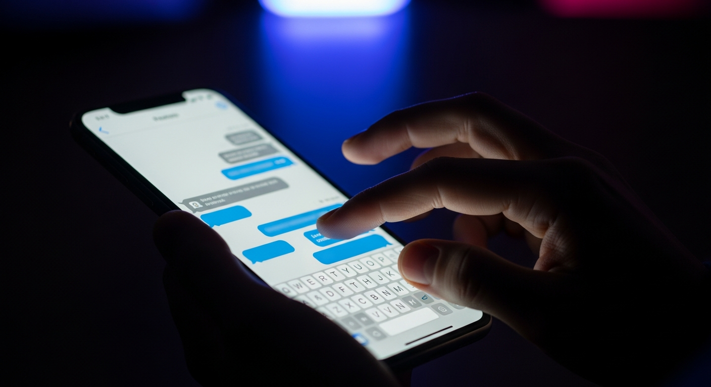 Person using a smartphone for private messaging representing dark social channels that influence B2B buying decisions without generating trackable attribution data