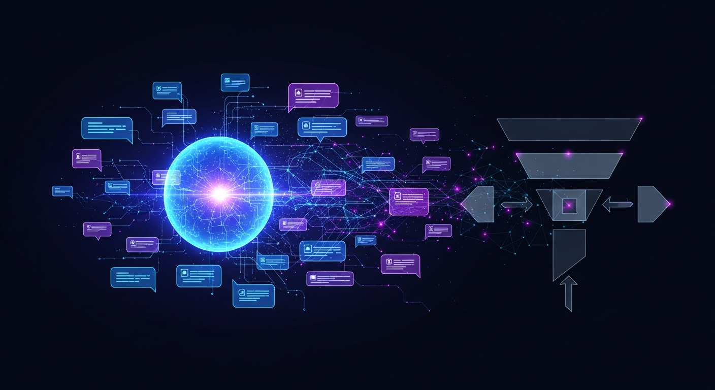 AI search buyer journey showing how a buyer moves through ChatGPT vendor discovery, Perplexity comparison research, and Google AI Overview shortlisting before reaching any website - illustrating the clickless discovery gap in attribution