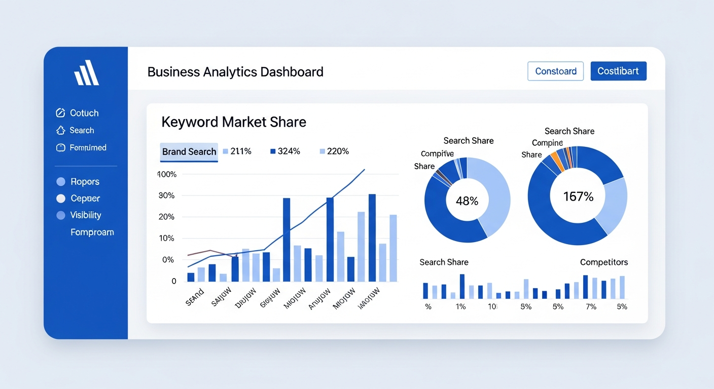 Competitive visibility tracking dashboard showing keyword market share analysis
