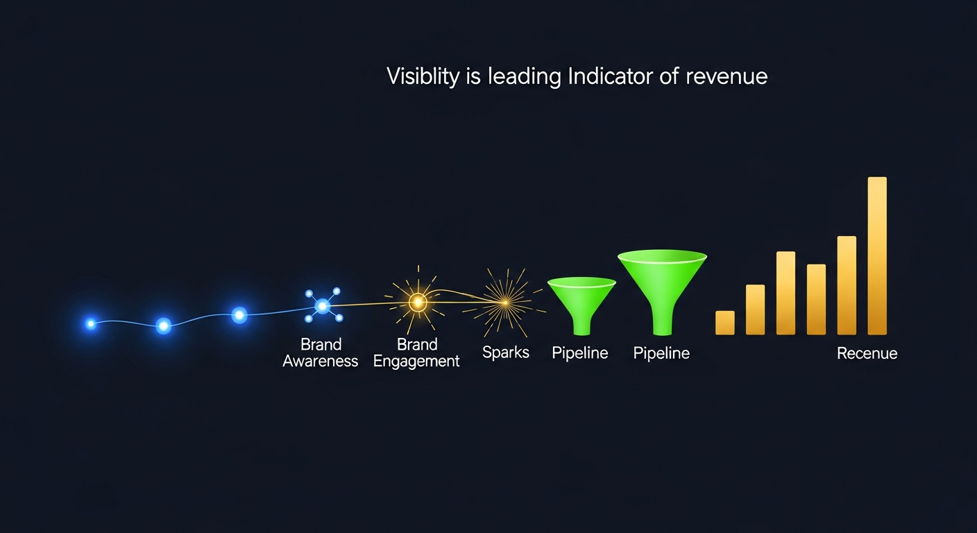 Visibility predicts revenue - correlation showing how marketing visibility improvements drive revenue outcomes